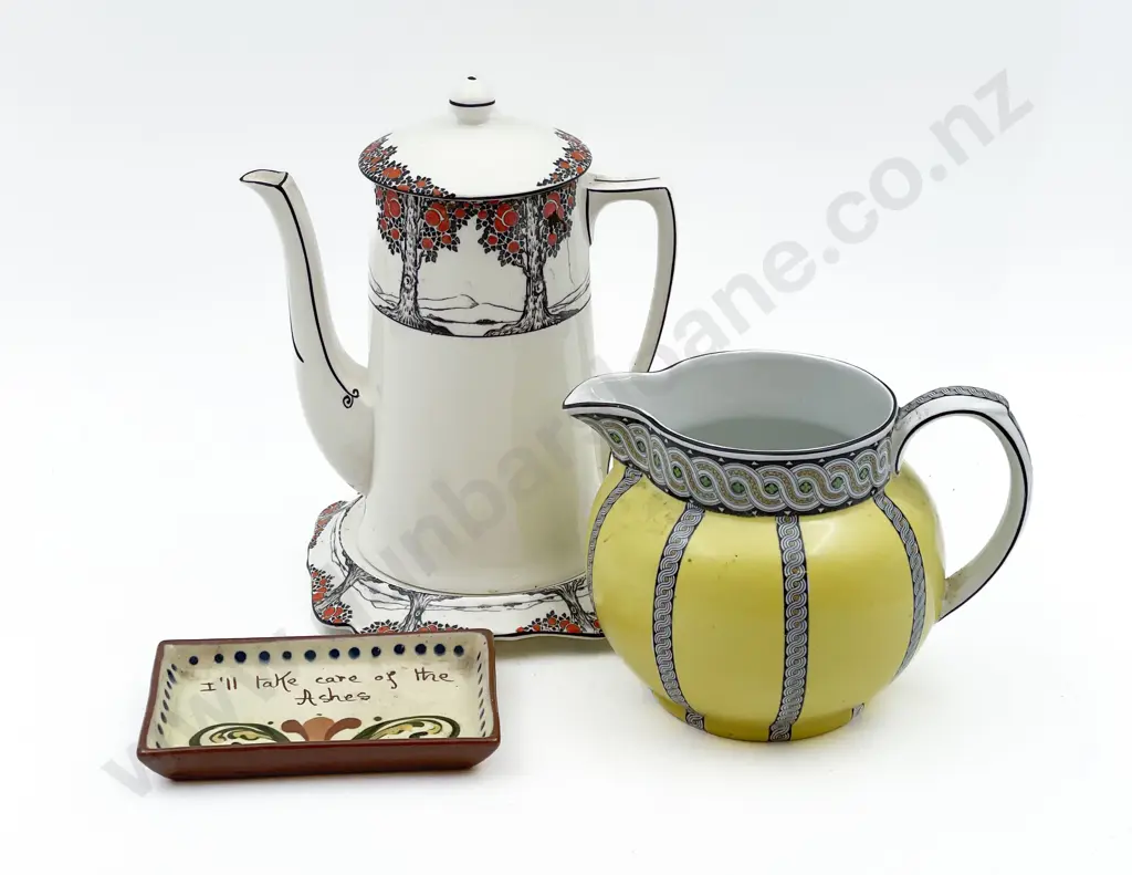 Crown Ducal Tea Pot and Trivet and Two Others Image 1++