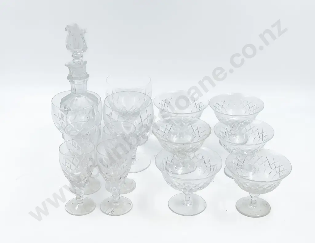 Glass Liqueur Decanter and Assorted Crystal Image 1++