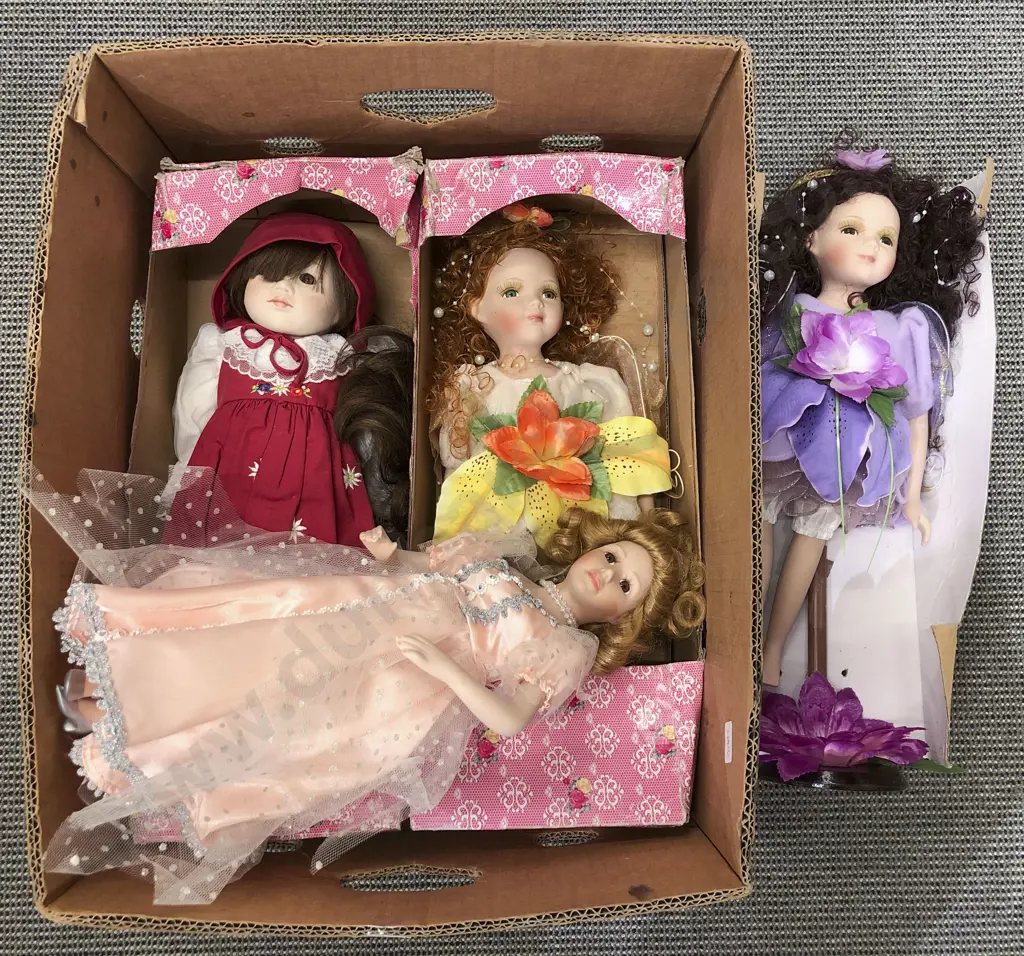 Box of Assorted Dolls etc Image 1++