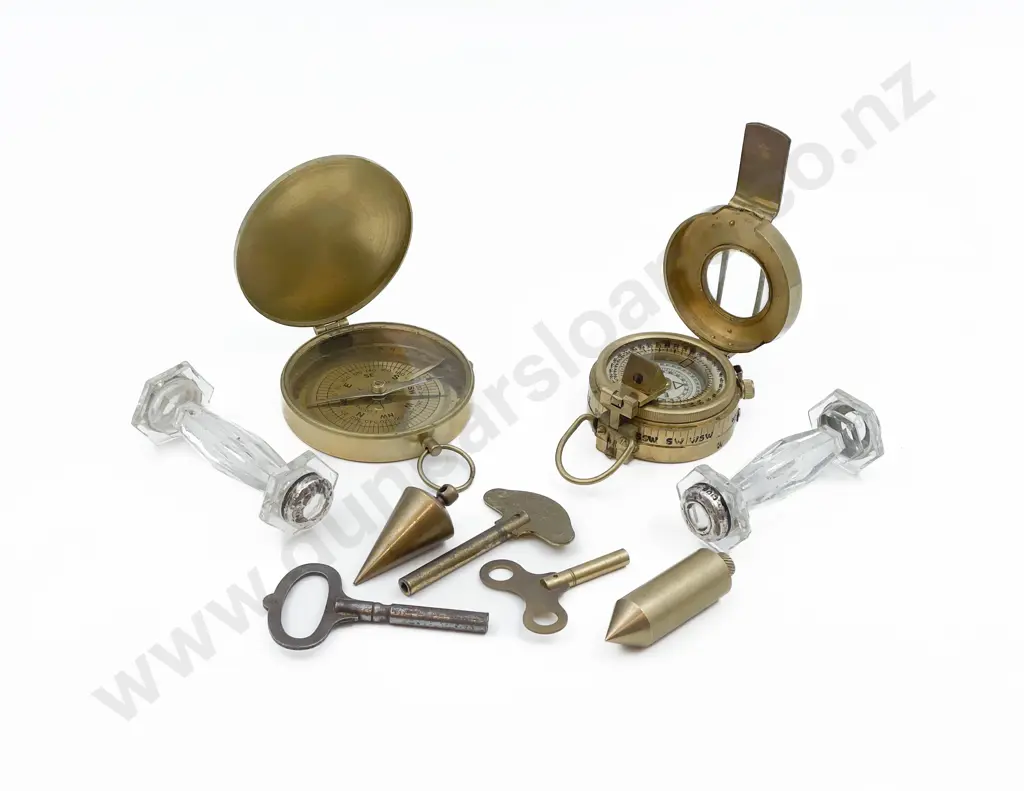 Two Reproduction Compasses together with Plumb-bobs etc Image 1++