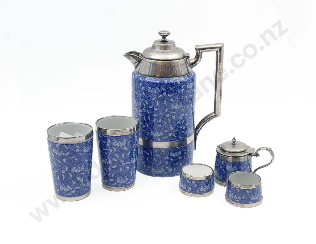 Chinese Blue and White Jug with Matching Cups etc Image 1++