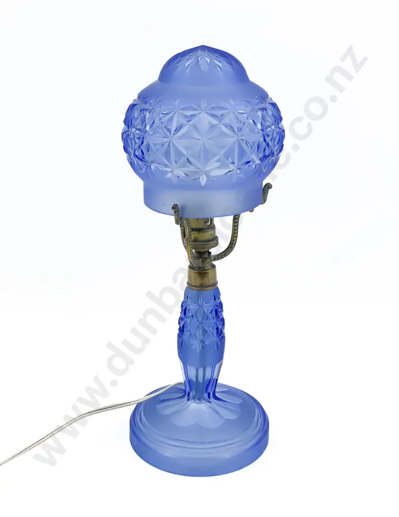 Blue Glass Table Lamp and Shade Image 1++