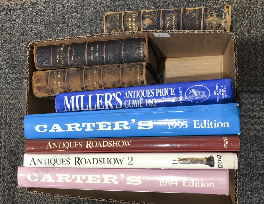 Box of Assorted Books Including Antique Price Guides Image 1++