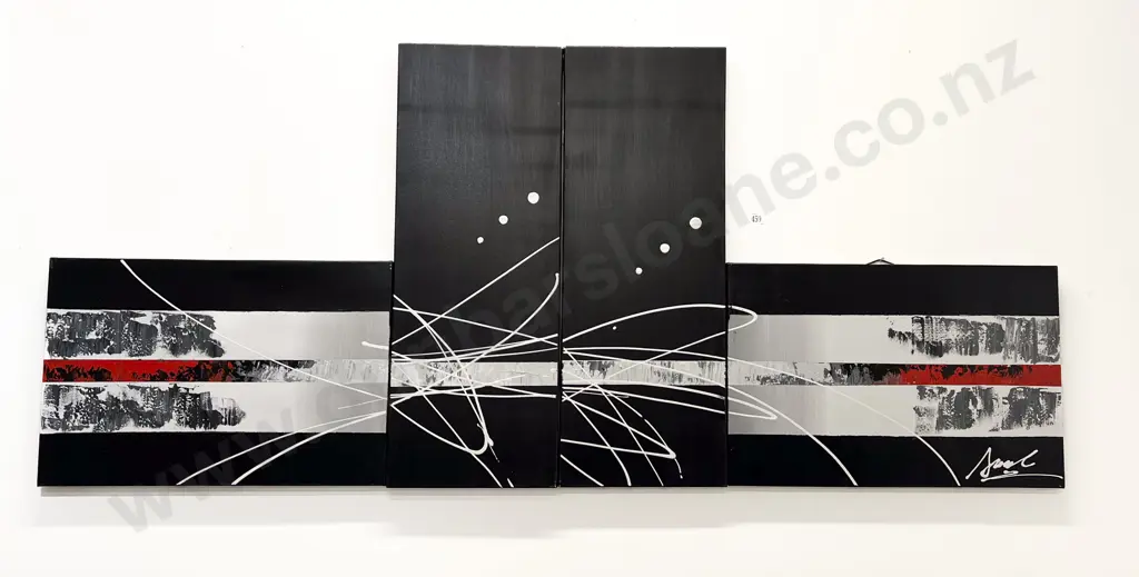 Indistinctly Signed - Abstract Tetraptych - Acrylic on Canvas Image 1++