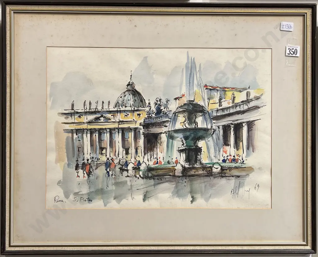 Unknown Artist - San Pietro Rome - Ink and Wash Image 1++
