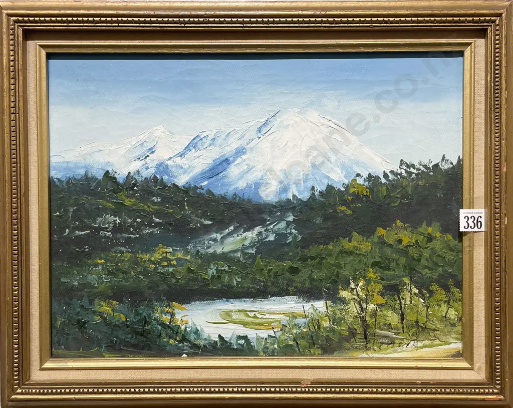 Unknown Artist - Alpine Landscape - Oil on Canvas Image 1++