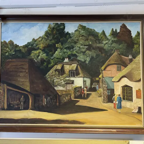 C.K .Ell - European Street Scene - Oil on Board
