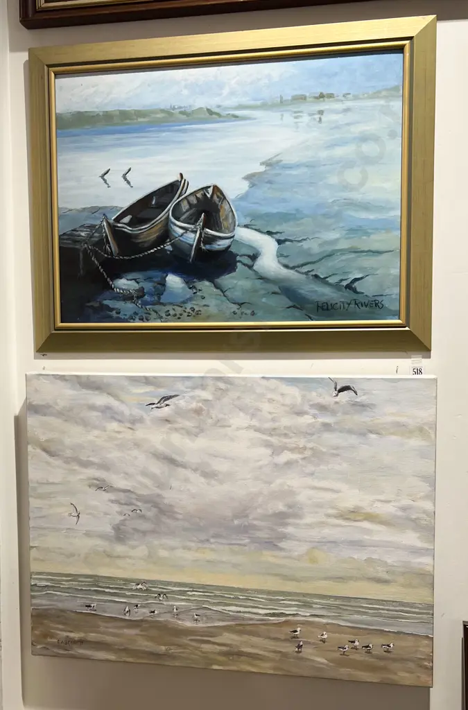 Felicity Rivers - Acrylic on Board together with E.A.Bennnet - Beach Scene Image 1++