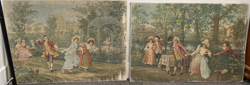 Two Vintage Prints on Canvas Image 1++
