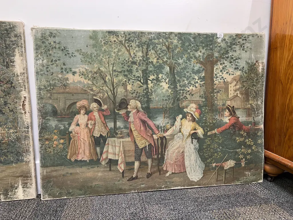 Two Vintage Prints on Canvas Image 1++