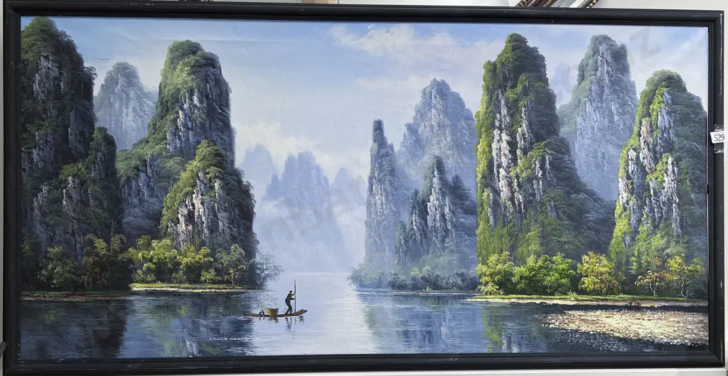 Wong Wiu Tak - River Landscape - Oil on Canvas Image 1++