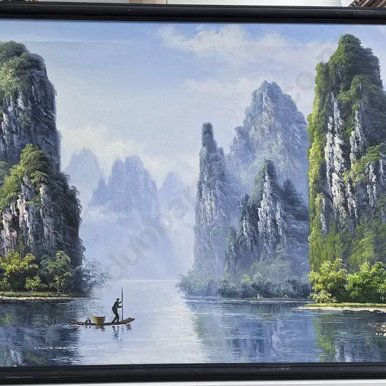 Wong Wiu Tak - River Landscape - Oil on Canvas