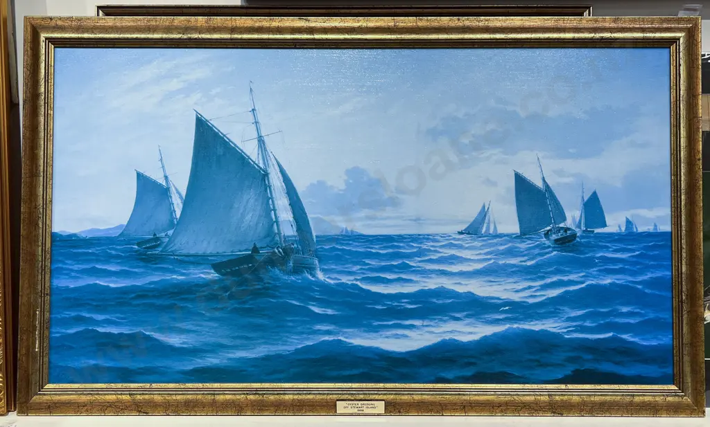 John Gibb - Oyster Dredging off Stewart Island  - Print Image 1++