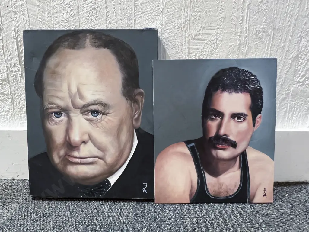 Two Original Portrait Works of Famous Figures done by the same Hand Image 1++