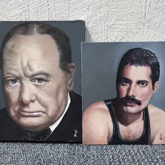 Two Original Portrait Works of Famous Figures done by the same Hand