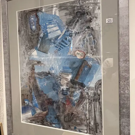 Fey Valiant - Silver/Blue Collage with Papua New Guineans - Mixed Media