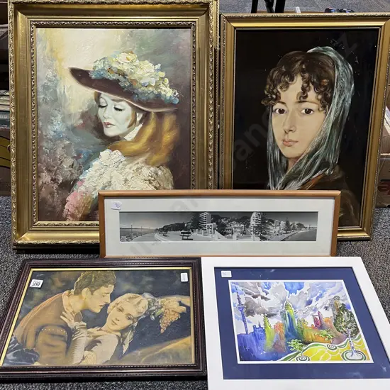 Gilt Framed Oil Portrait and Two Others