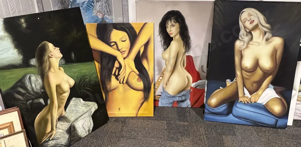 Four Assorted Nude Study Canvas Works Image 1++