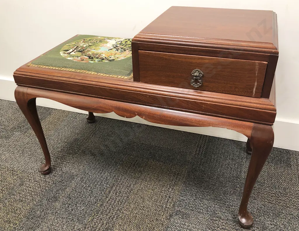 Mahogany Single Drawer Telephone Table/seat Image 1++