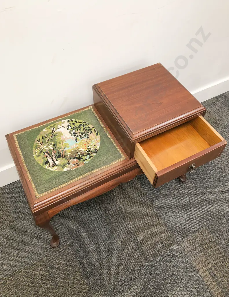 Mahogany Single Drawer Telephone Table/seat Image 1++