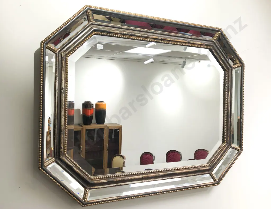 Large Octagonal Beaded and Bevelled  Wall Mirror Image 1++