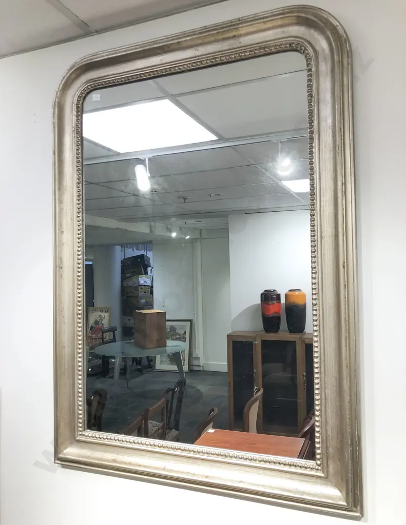 Large Silvered Arch Top Overmantle Mirror Image 1++