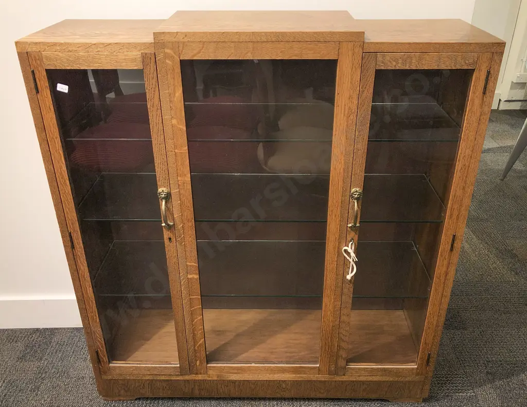 Art Deco Oak Glazed Door China Cabinet Image 1++