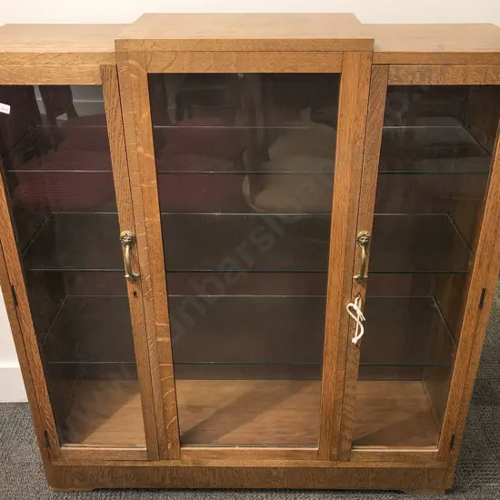 Art Deco Oak Glazed Door China Cabinet