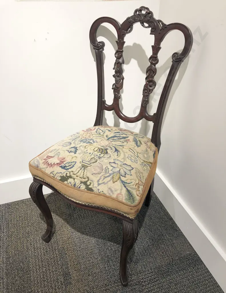 Mahogany Tapestry Seated Side Chair Image 1++