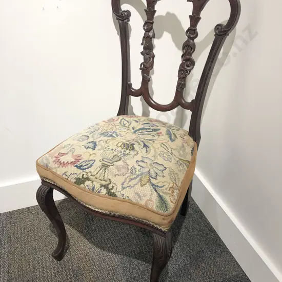 Mahogany Tapestry Seated Side Chair