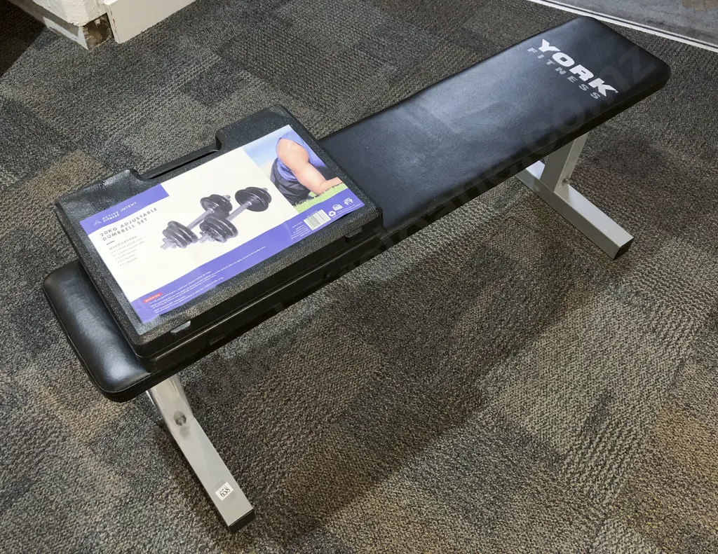 Gym Bench and Cased Dumbbell Set Image 1++