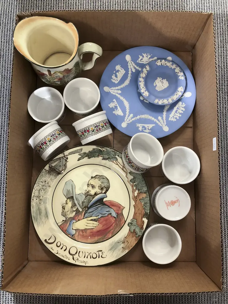 Box of Assorted China Including RD and Wedgwood Image 1++