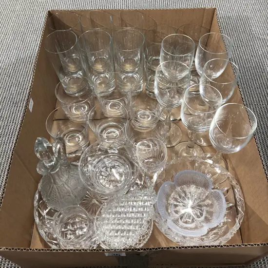 Box of Assorted Glassware etc
