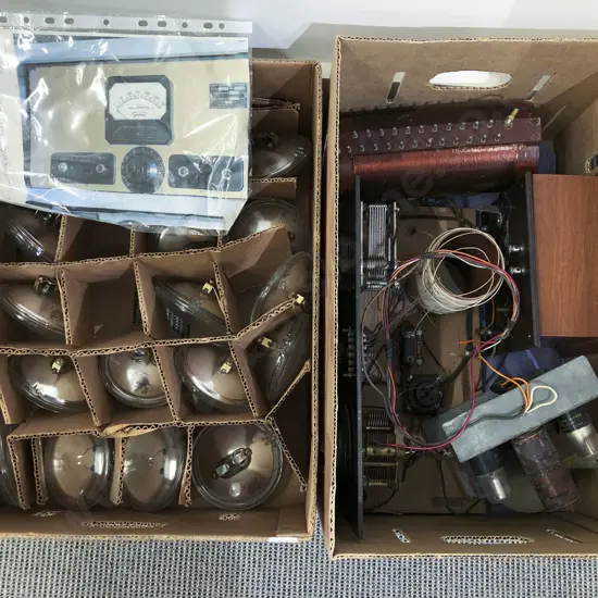Two Boxes of Assorted Vintage Including Halogen Lightbulbs
