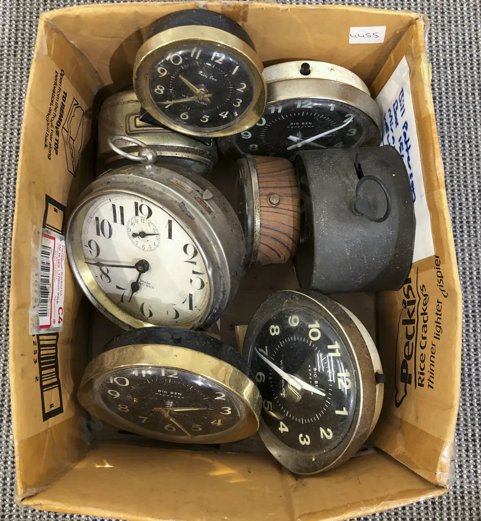 Box of Assorted Vintage Alarm Clocks Image 1++