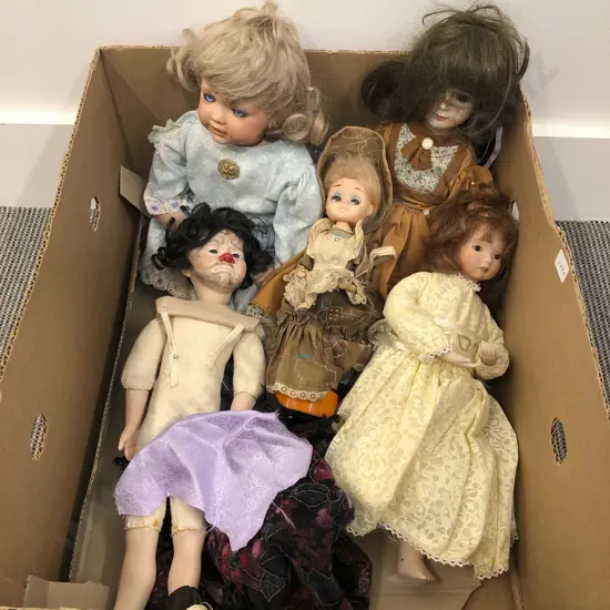 Box of Assorted Vintage Dolls
