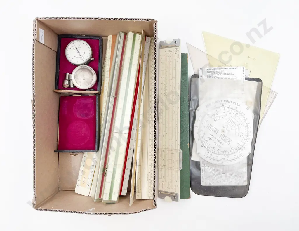 Box of Assorted Vintage Rulers etc Image 1++