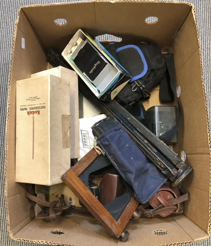 Box of Assorted Vintage Cameras and Accessories Image 1++