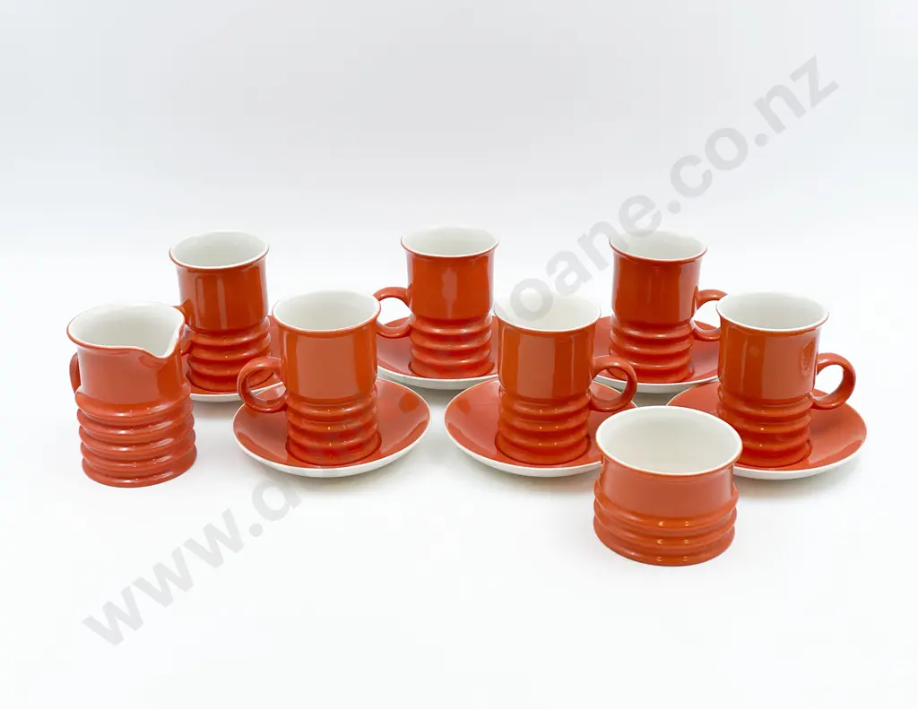 Six Carlton Ware Mugs and Saucers Together with Sugar and Cream Image 1++