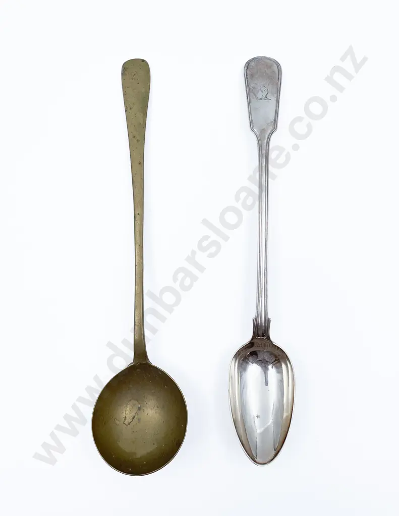 Brass Ladle Together with Large Plated Spoon Image 1++