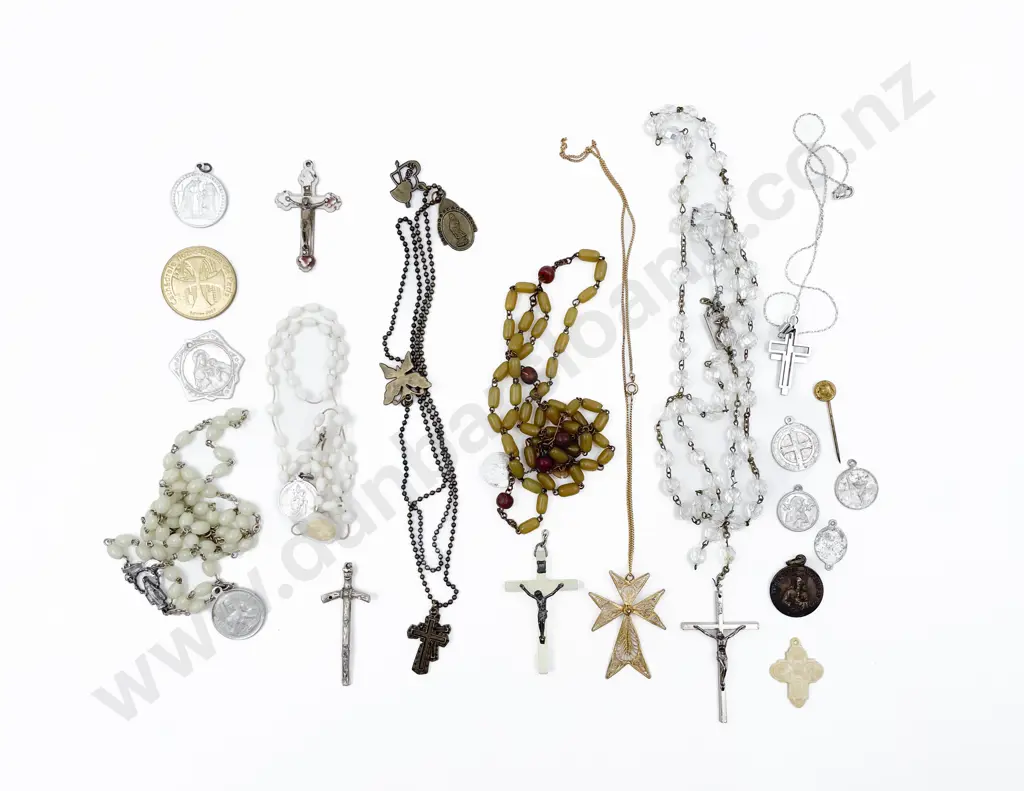 Small Quantity of Assorted Religious Badges and Rosemary Beads etc Image 1++