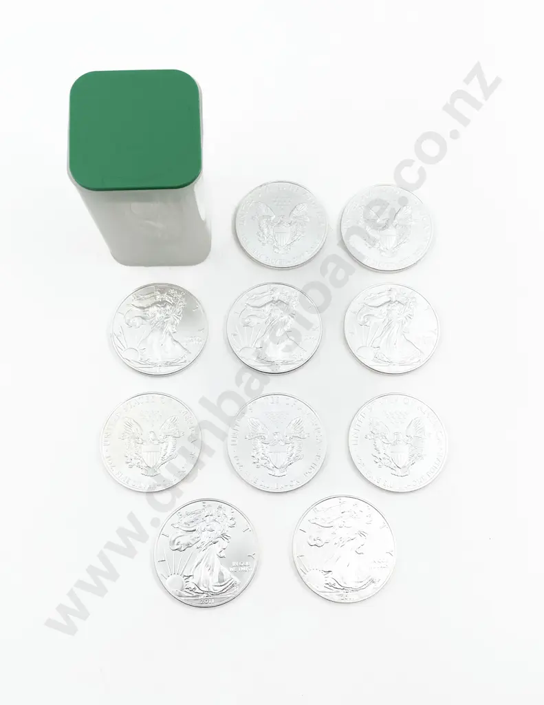 USA 2011 American Eagle Unc $1 Coins 1oz Fine Silver x 10 Image 1++