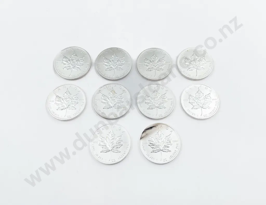 Canada 2012 Marple Leaf Unc $5 Coins 1oz .9999 Silver x10 Image 1++