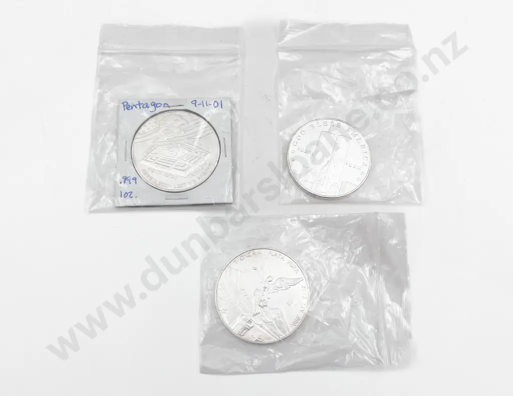 USA 2001-2011 Twin Towers 2011 Pentagon and 2013 Mexicanos 1oz .999 Fine Silver Coins Image 1++