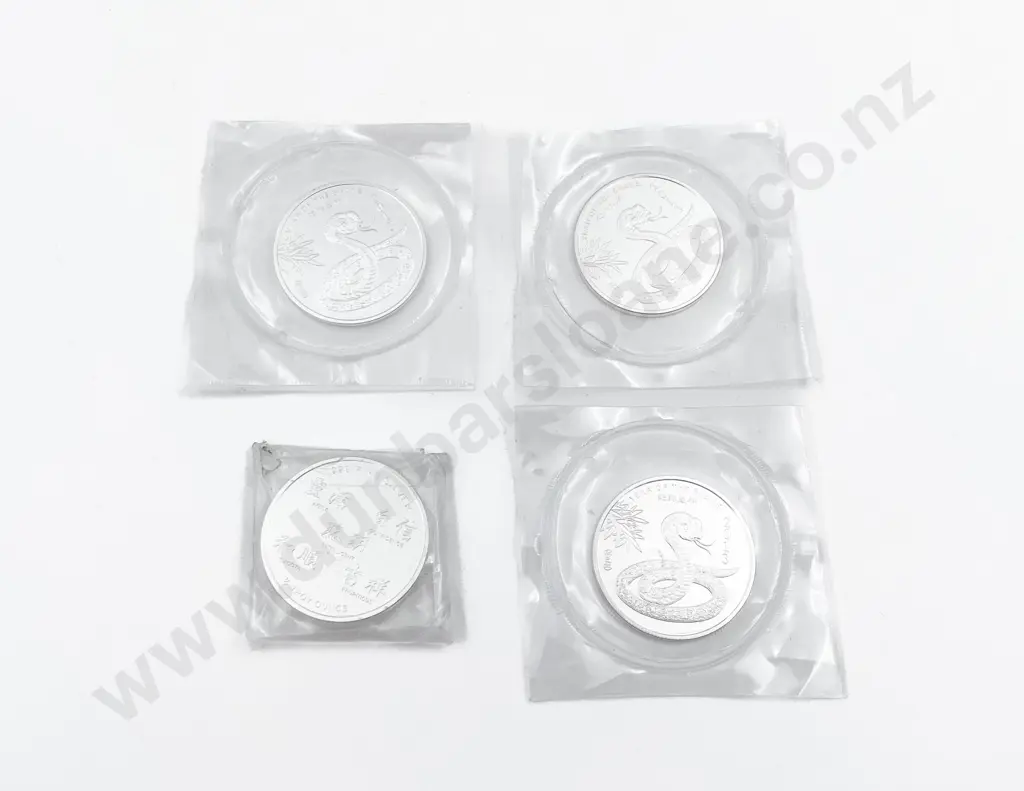 China 2013 Year of the Snake 1/2 Troy oz .999 Fine Silver x4 Image 1++