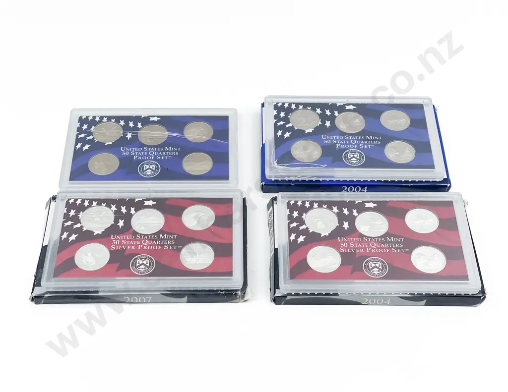 US Mint 50 State Quarters Proof Sets 2004 2007 with silver proof sets Image 1++