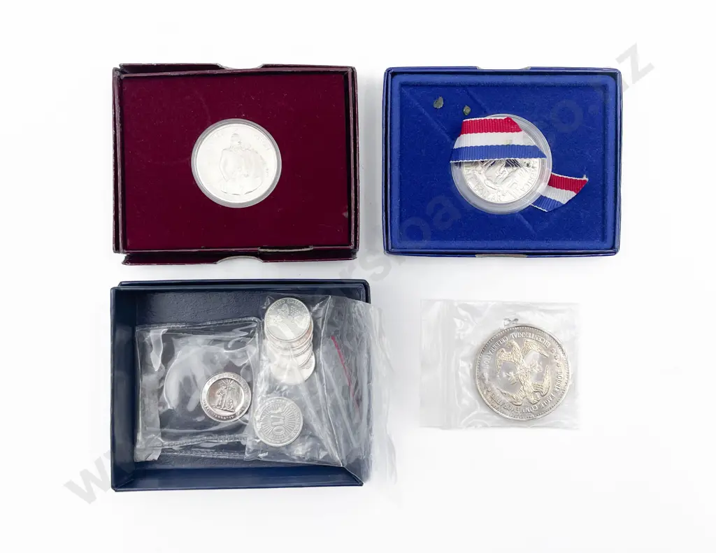 US 1/10 Troy Oz .999 Fine Silver Coins x5 two others two half dollars and other Image 1++