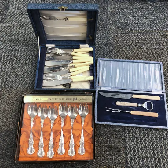 Quantity of Assorted Boxed Cutlery with S/P and Pewter