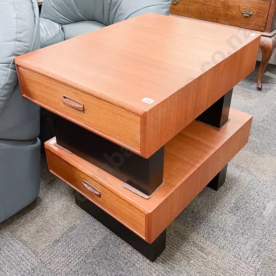 Pair of Mid-Century Style Low Single Drawer Bedside Tables