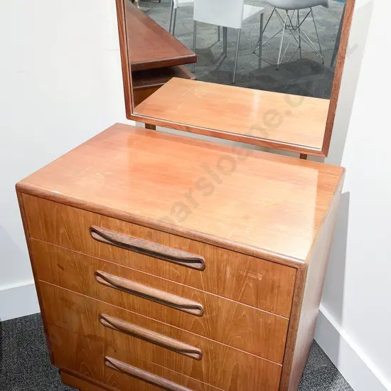 G Plan Mid Century Teak Four Drawer Chest of Drawers with Mirrored Back